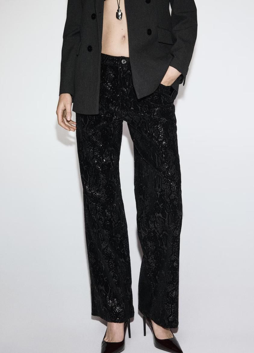 Pantalon à sequins noir