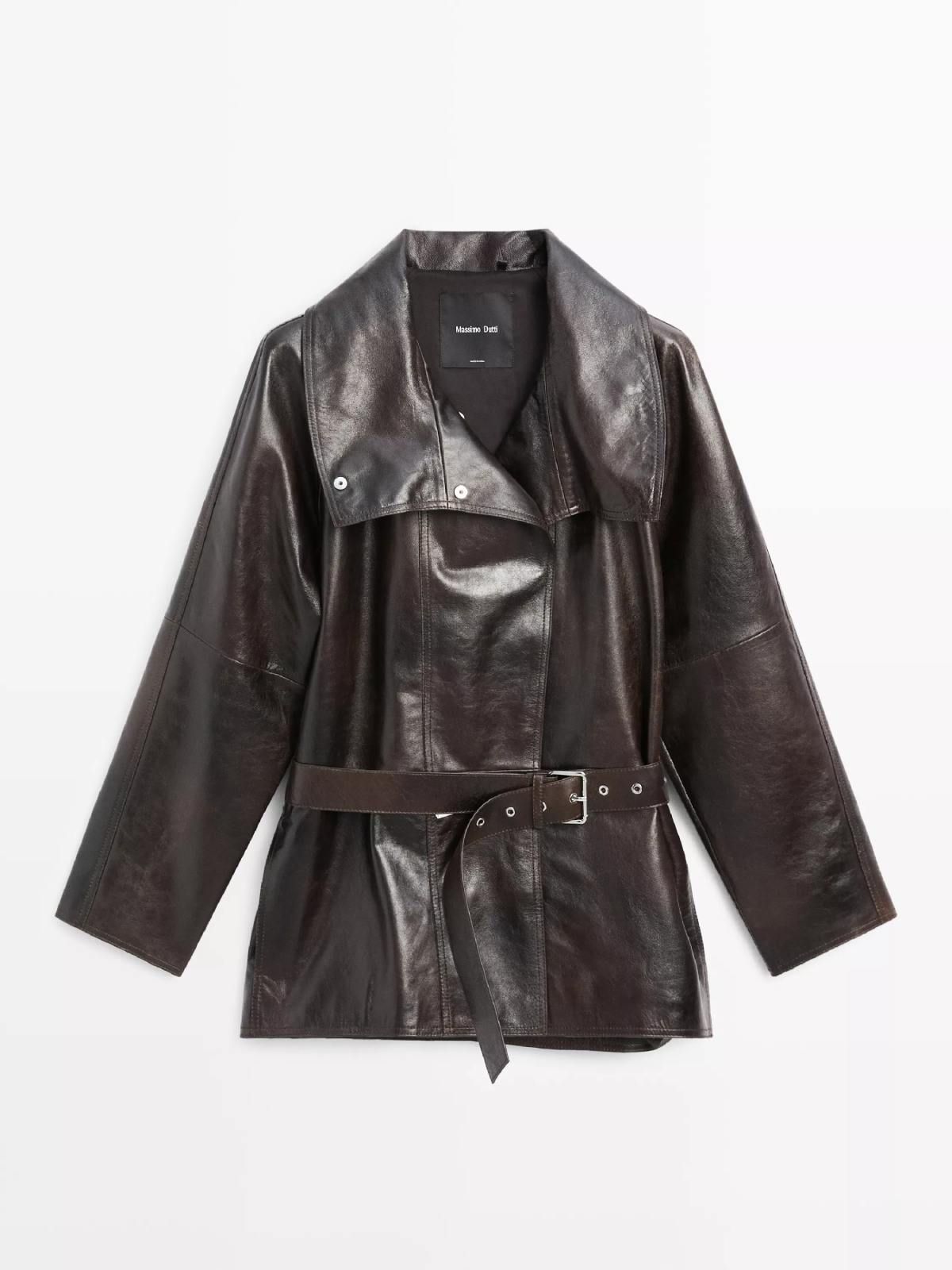 Veste ceinture en cuir nappa