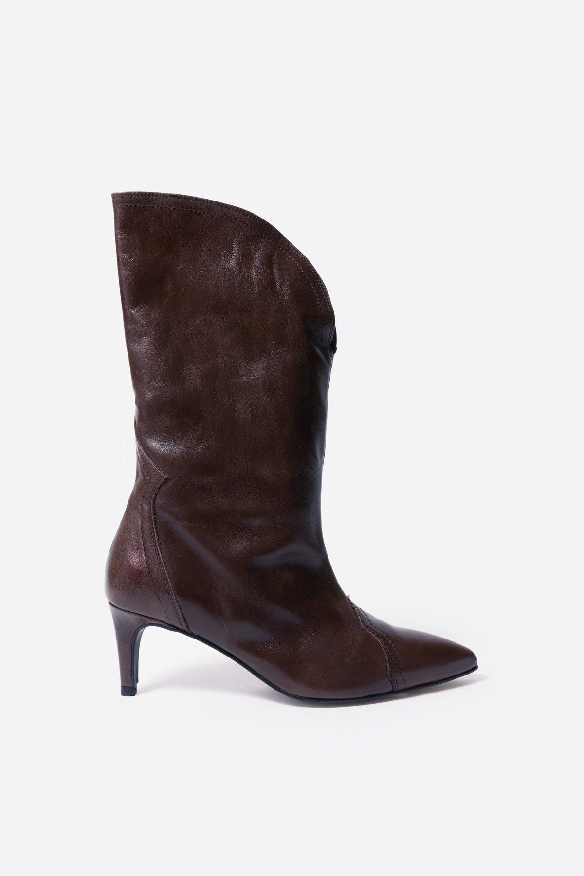 Botte haute en cuir chocolat