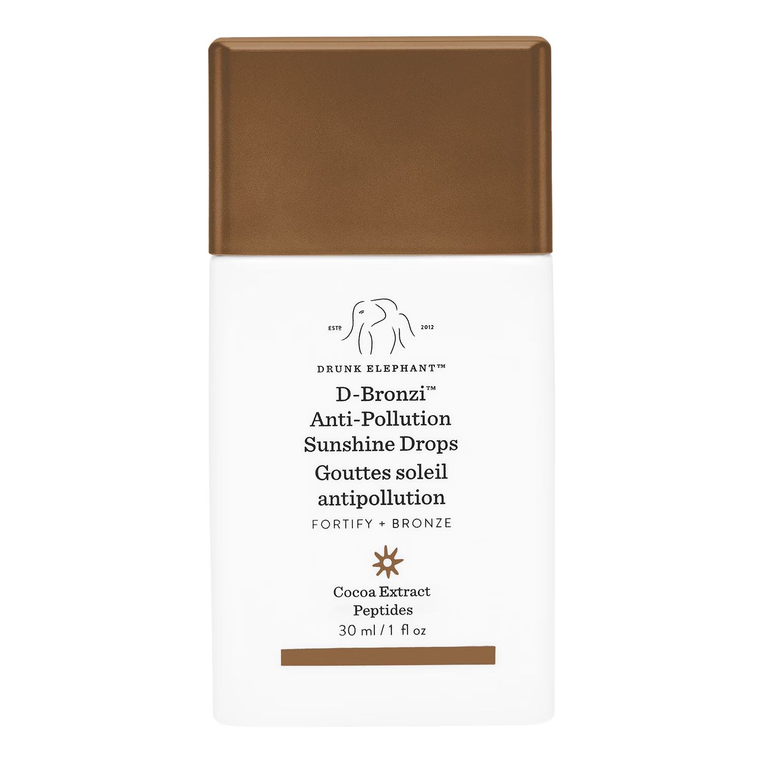 Gouttes solaires anti-pollution Drunk Elephant D Bronzi™. Gouttes bronzantes