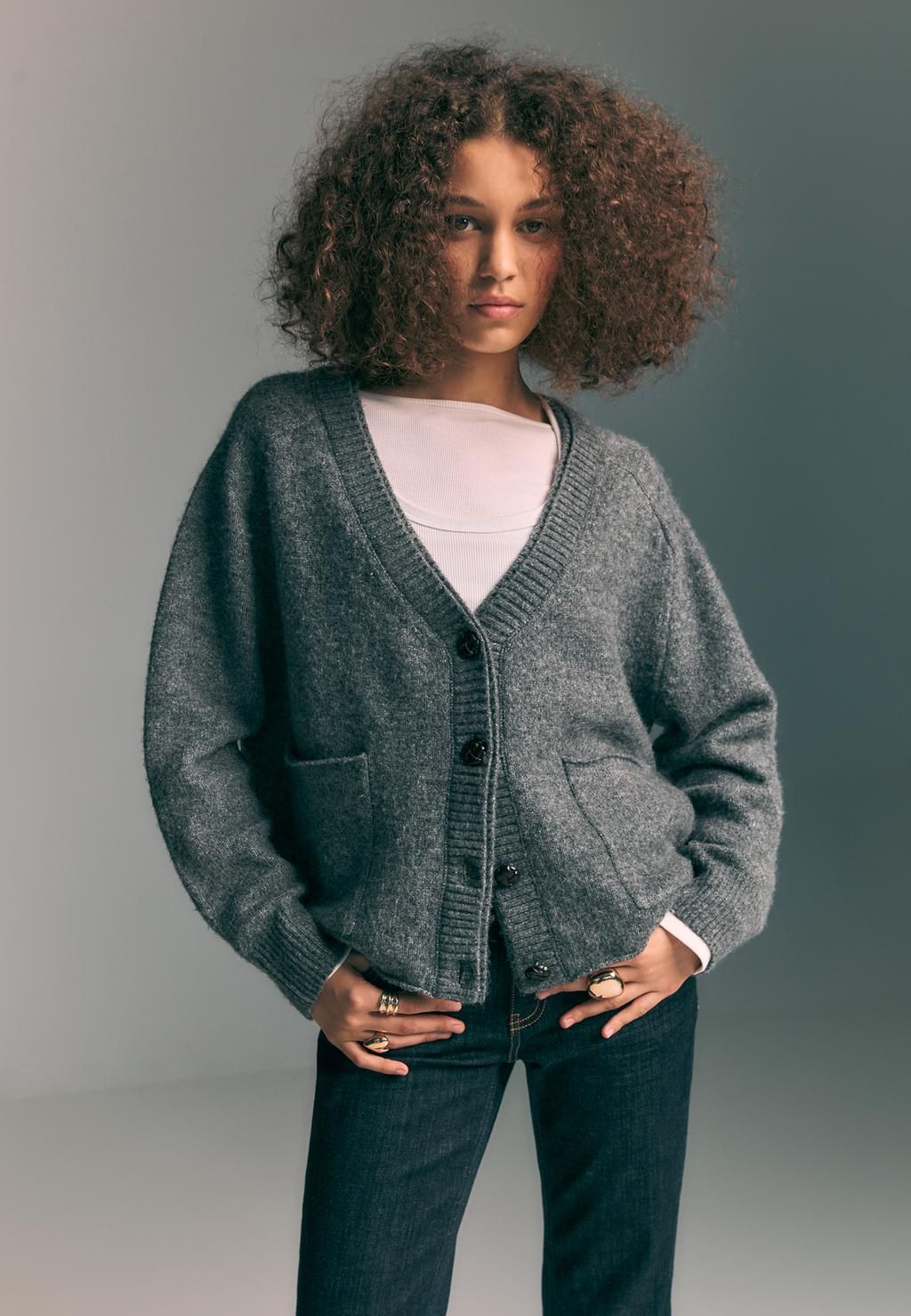 Veste tricotée double col