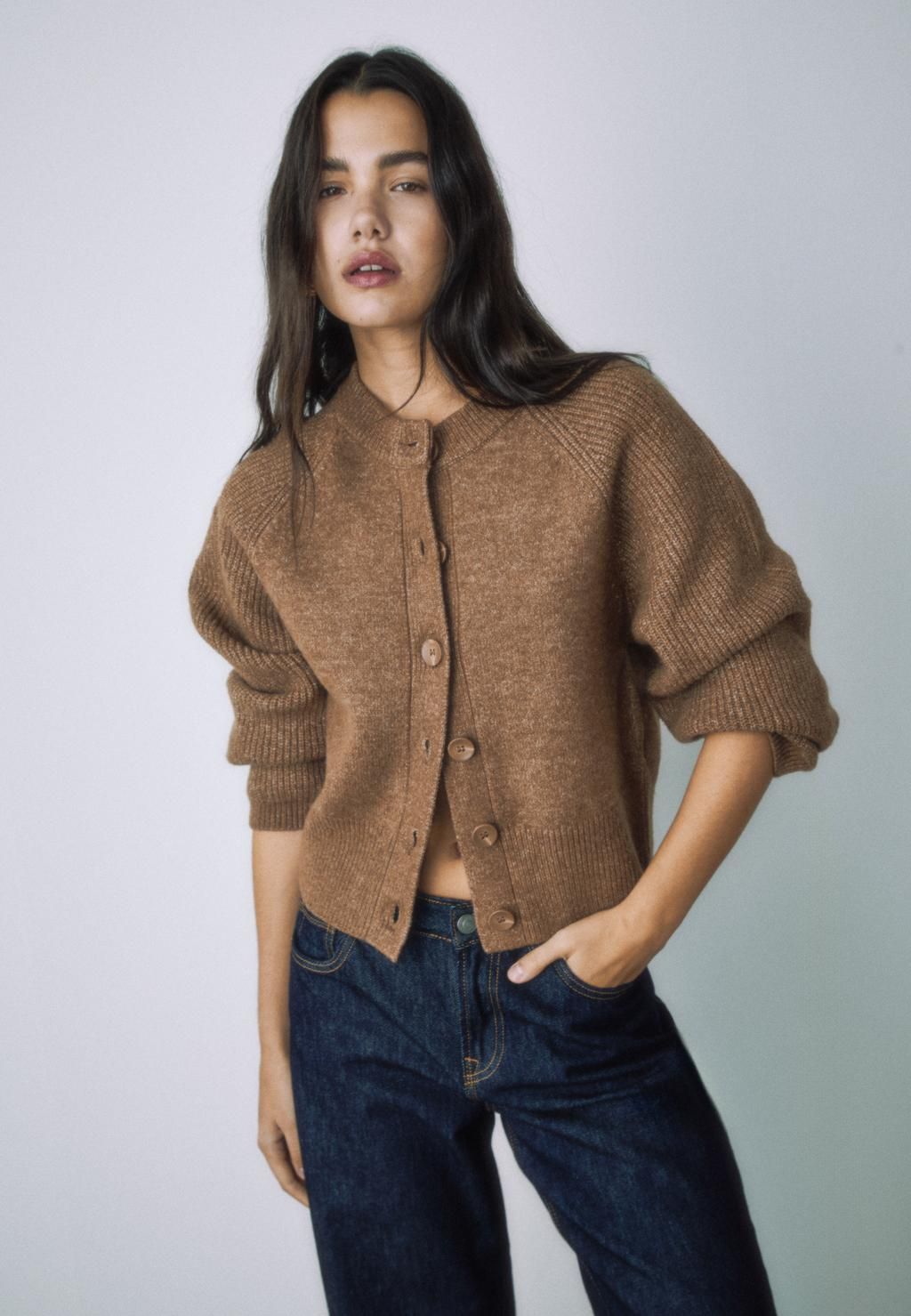 Veste en maille marron