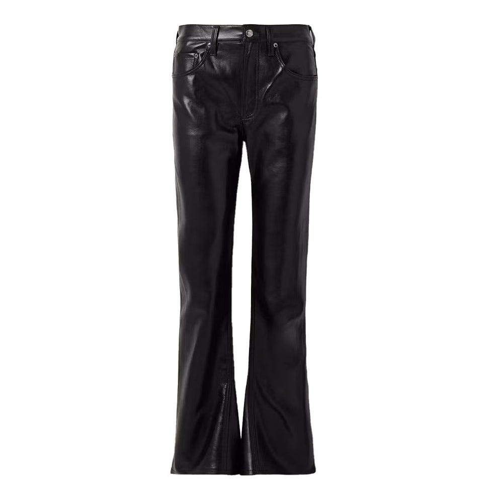 Pantalon coupe bootcut en mélange de cuir