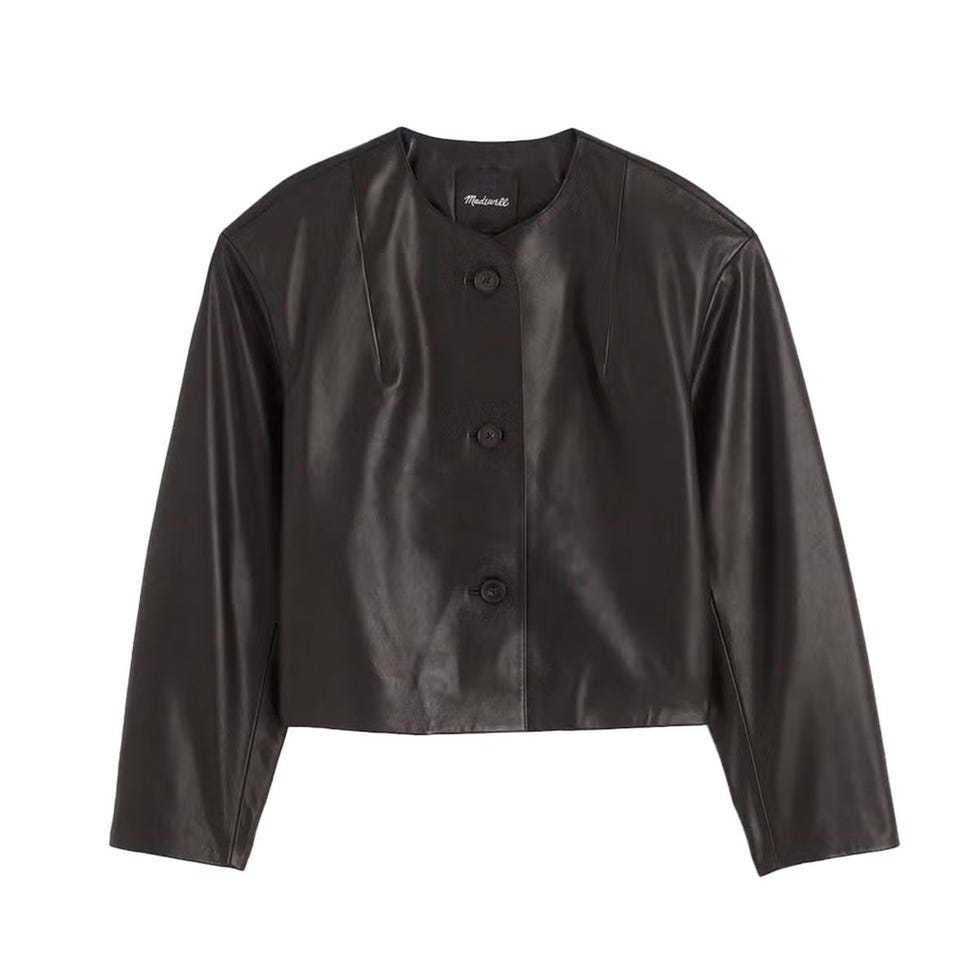 Veste cardigan courte en cuir