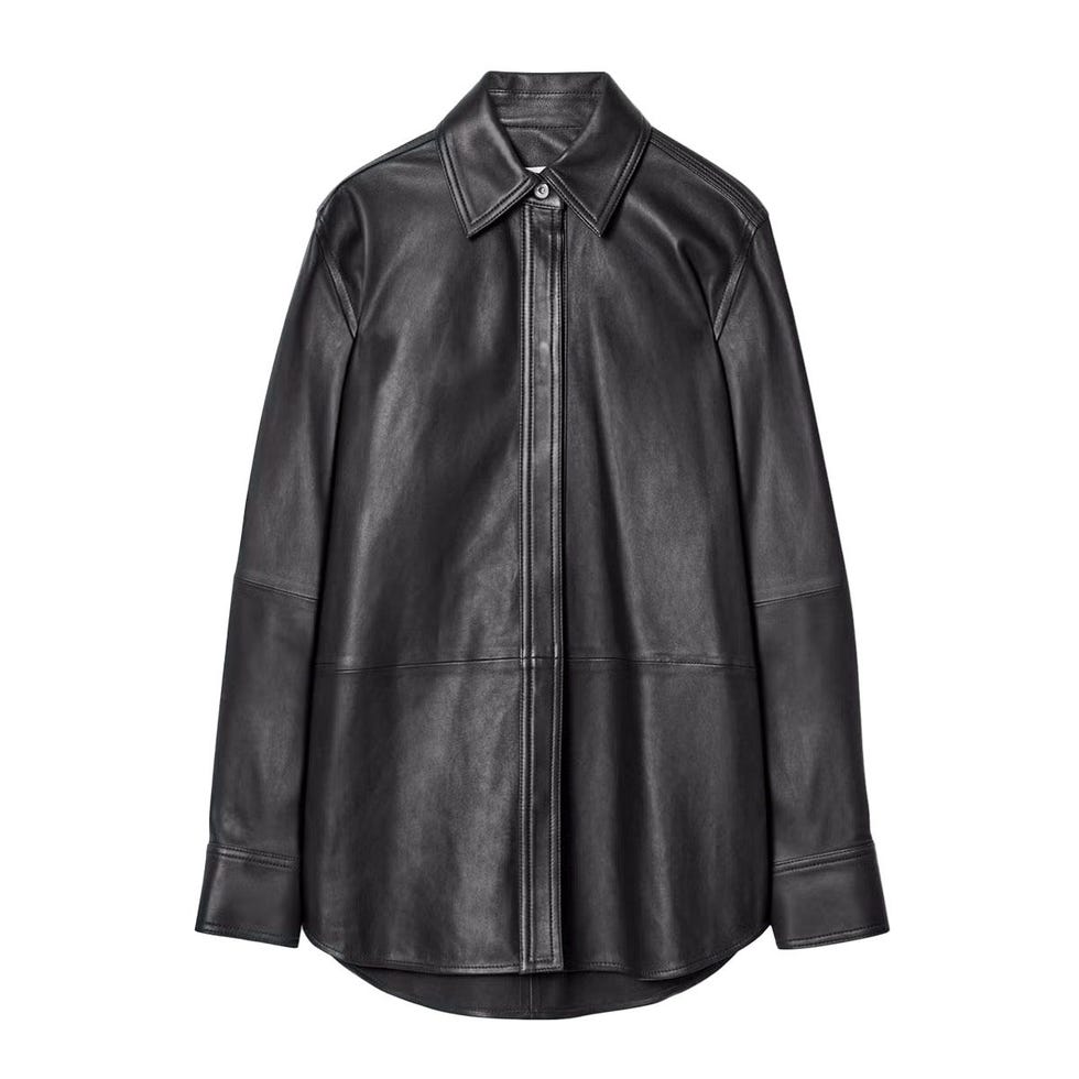 Chemise décontractée en cuir surpiqué