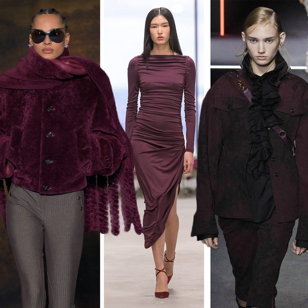 collection de tenues de mode mettant en valeur les teintes bordeaux