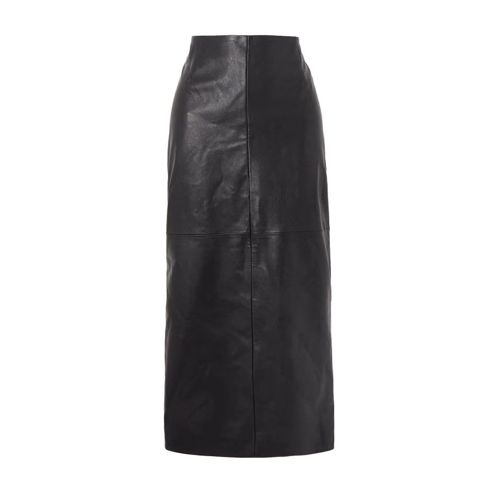 Jupe midi en cuir à empiècements Elisse Jupe midi en cuir à empiècements Elisse