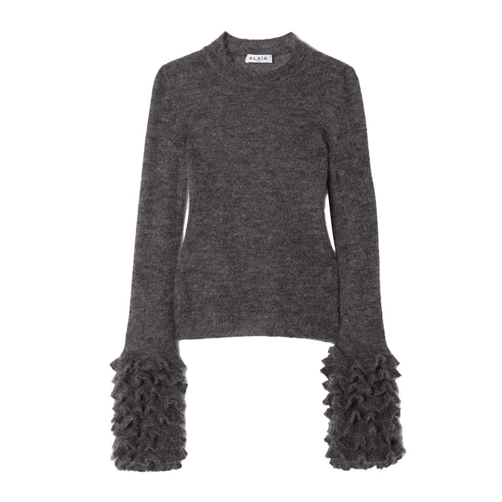 Pull froncé en mohair mélangé Pull froncé en mohair mélangé