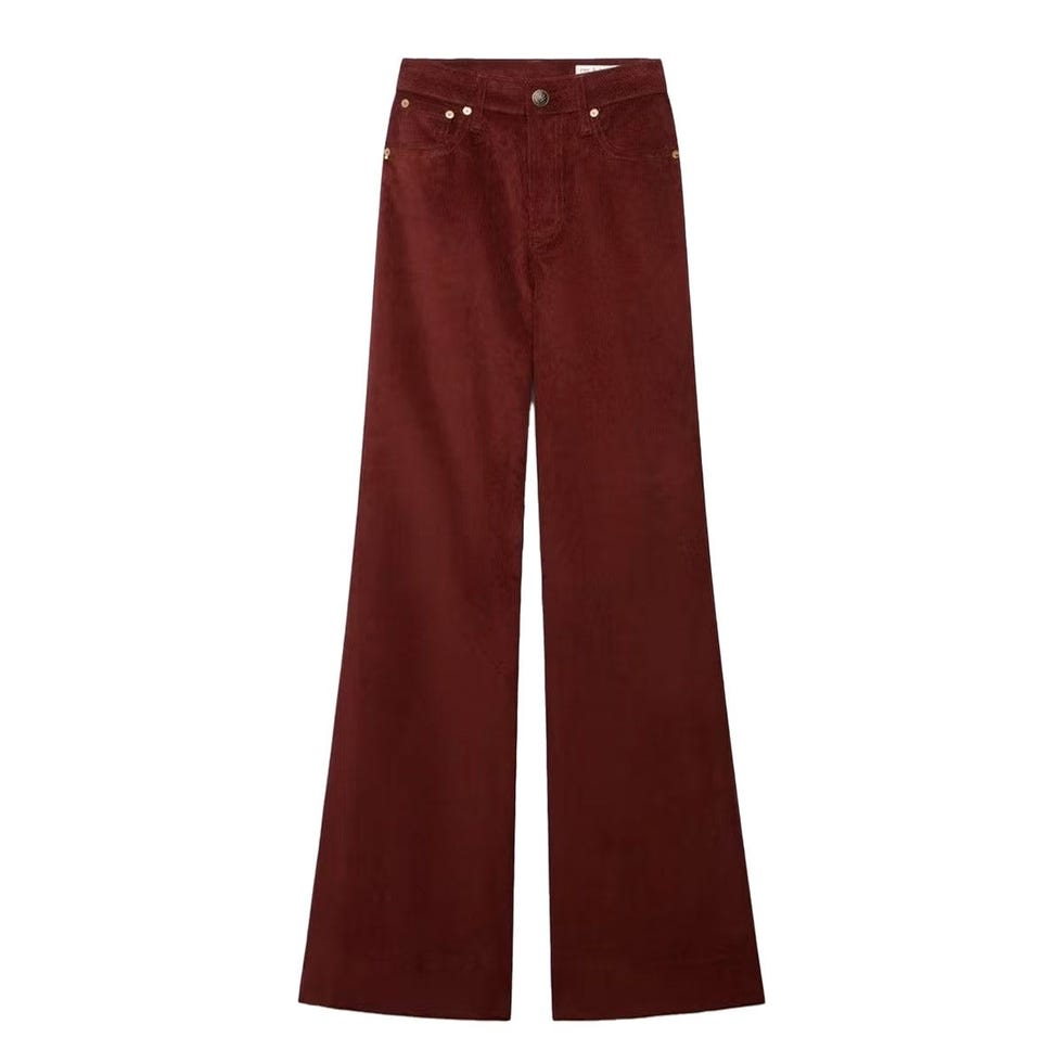 Pantalon en velours côtelé taille haute Skylar
