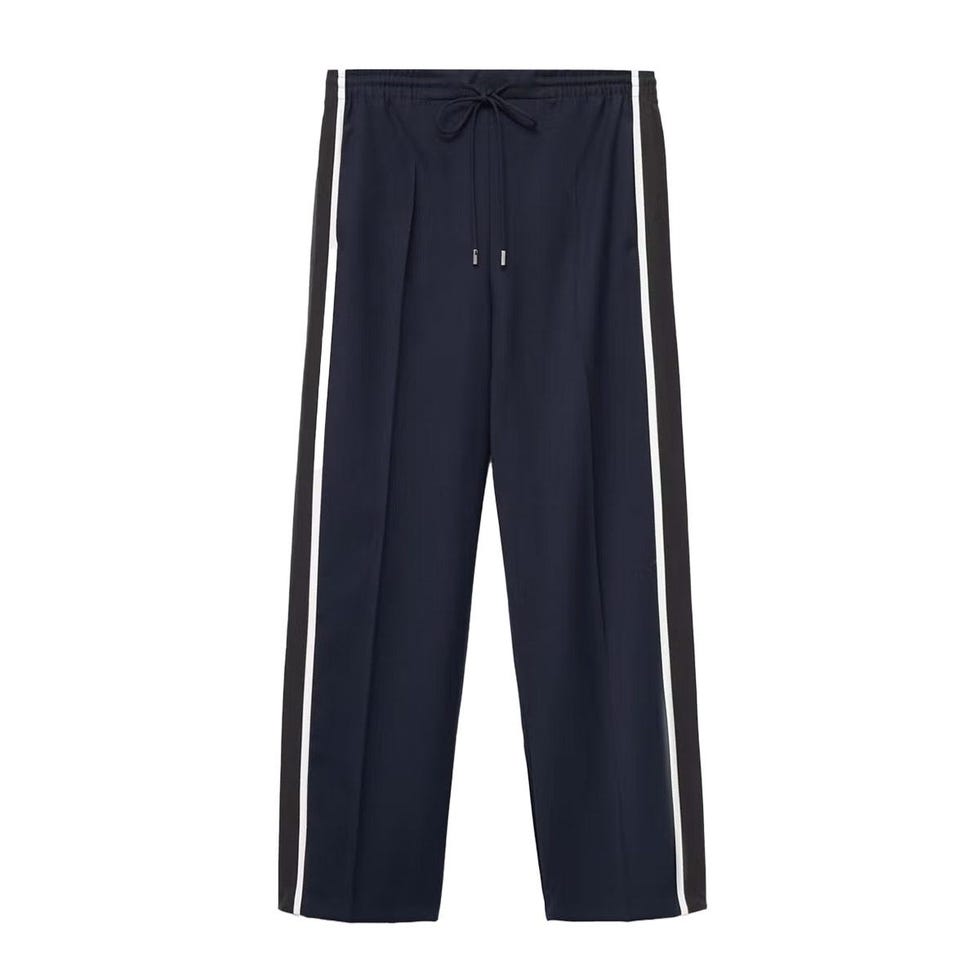 Pantalon droit à rayures contrastées Pantalon droit à rayures contrastées