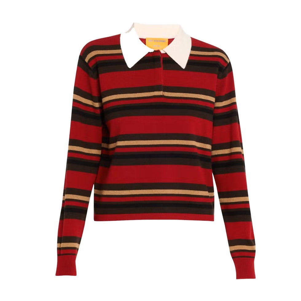 Pull de rugby court en cachemire à rayures Pull de rugby court en cachemire à rayures