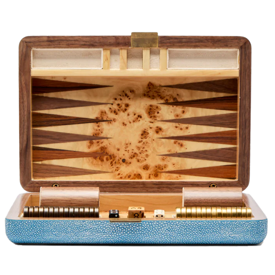 Ensemble de backgammon de voyage en faux galuchat Forwood Design