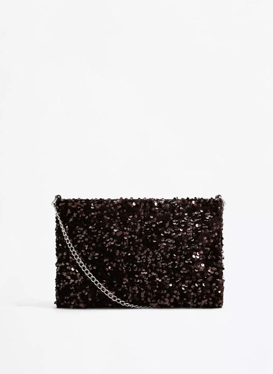 Sac bandoulière à sequins marron
