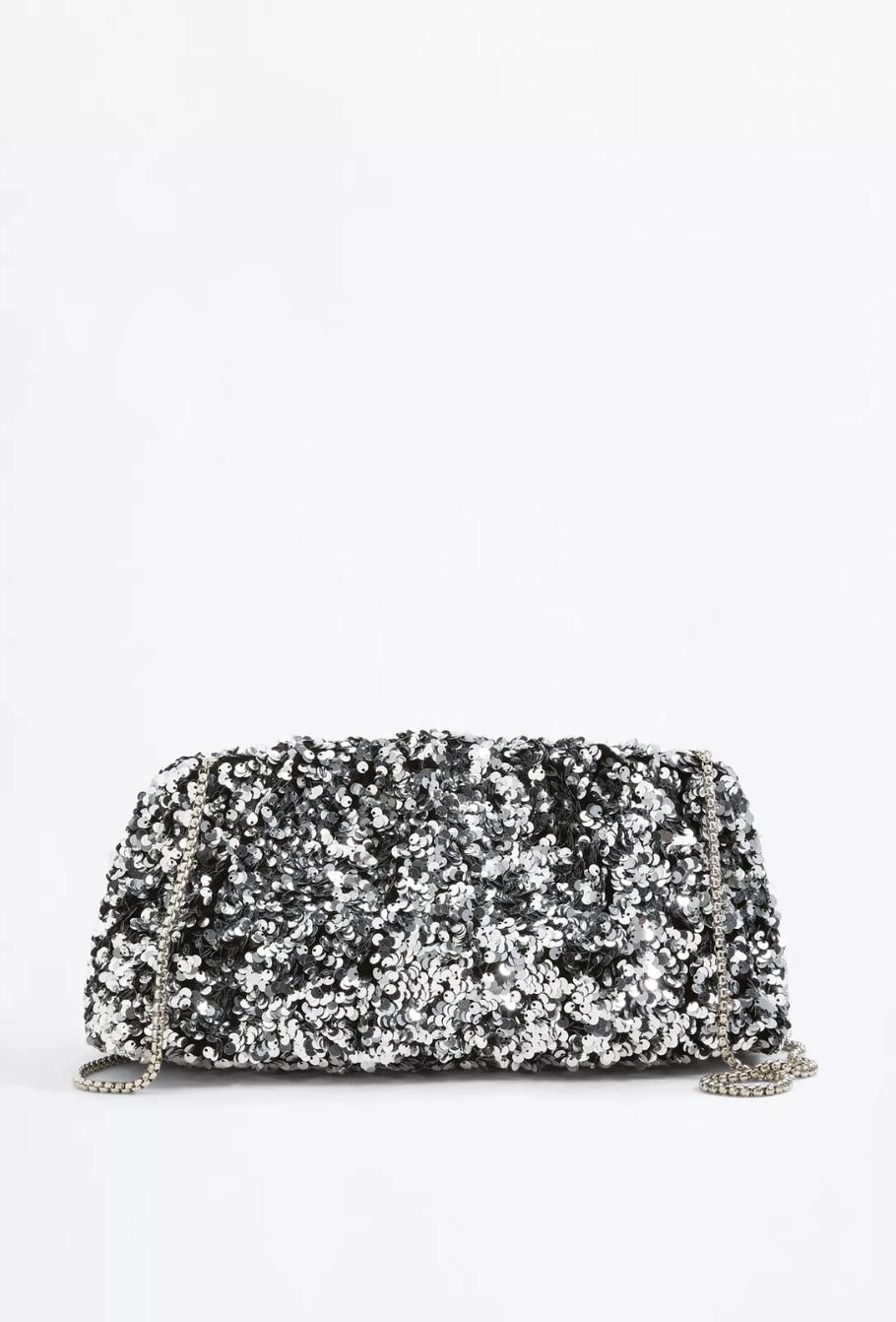 Sac à paillettes argentées