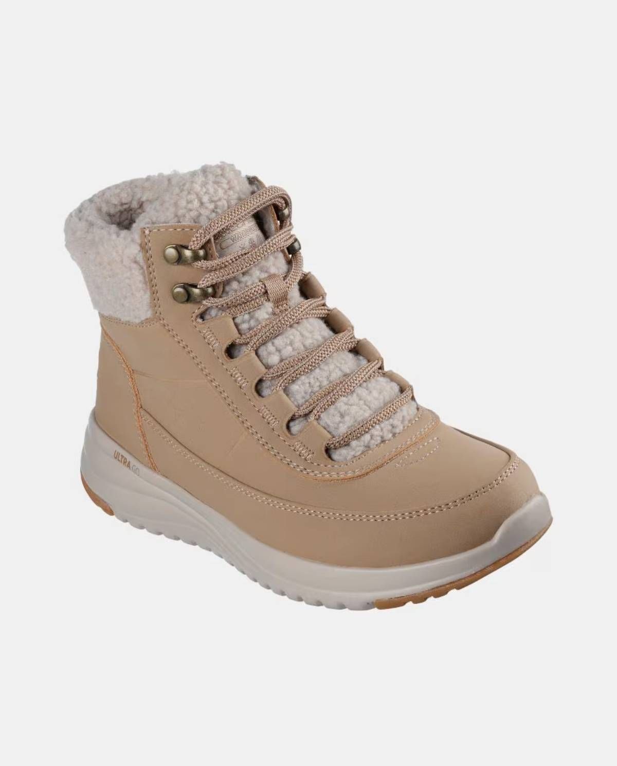 Botte Skechers avec peau de mouton de couleur caramel