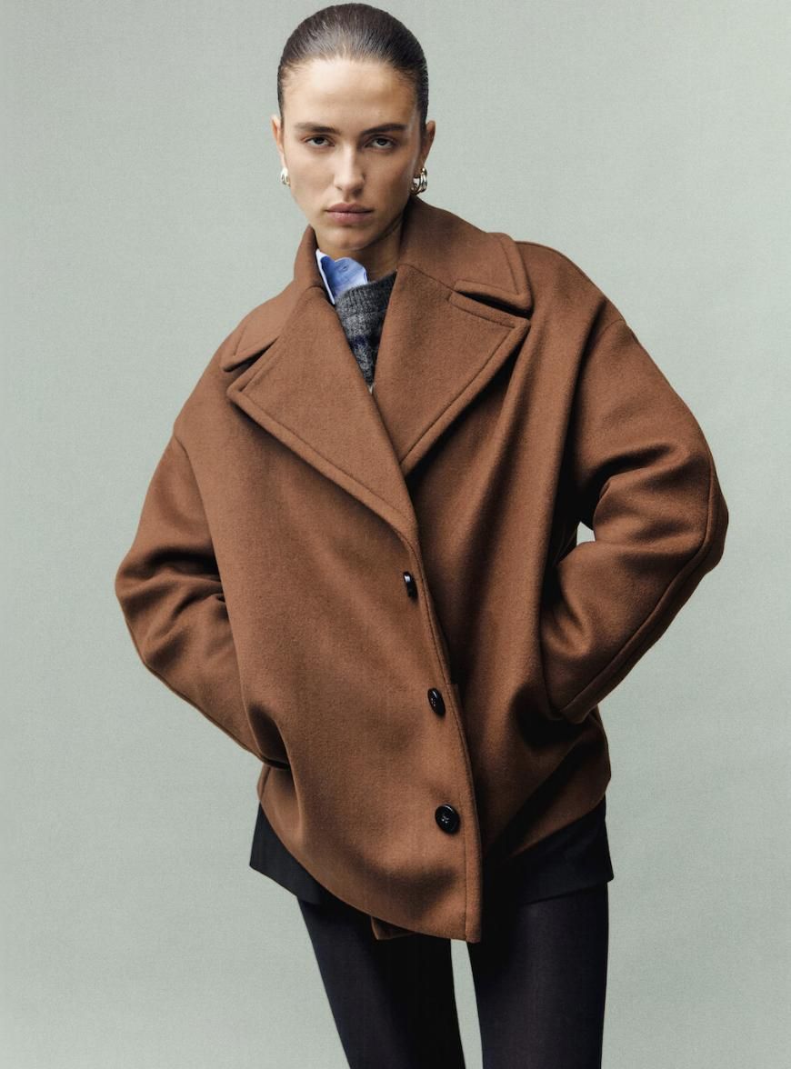 Manteau en laine Manteco marron à revers