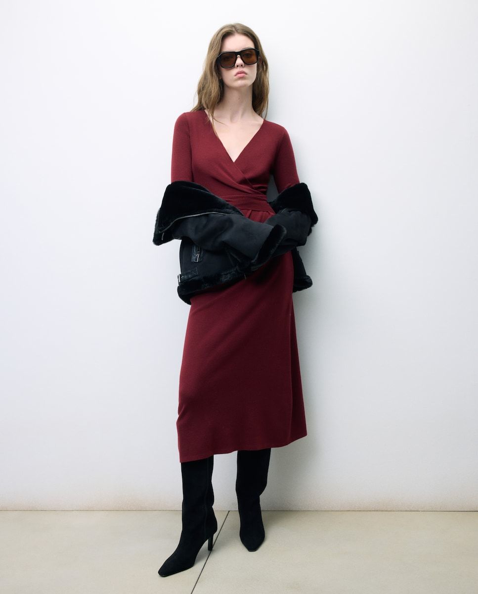 Robe midi bordeaux au point de croix