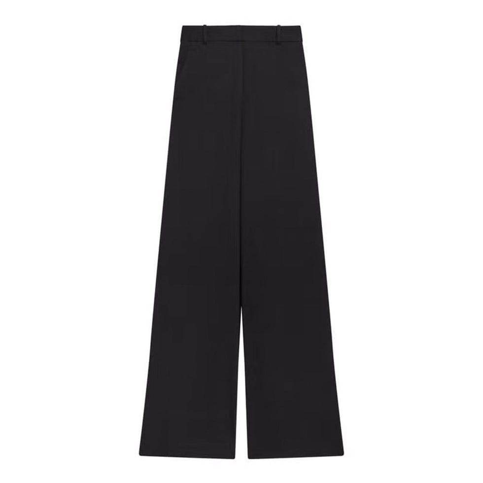 Pantalon large taille haute en tricot double