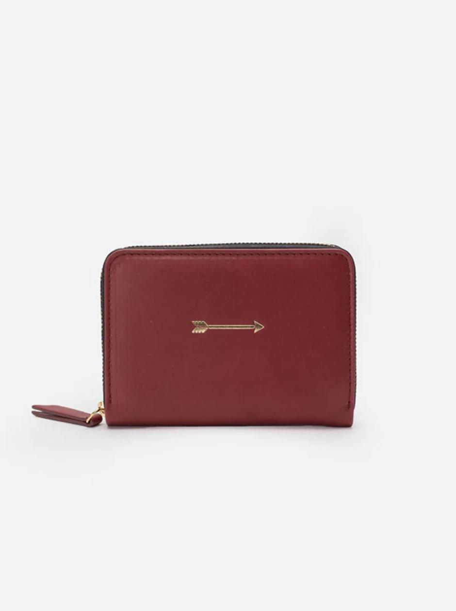 Portefeuille en cuir bordeaux