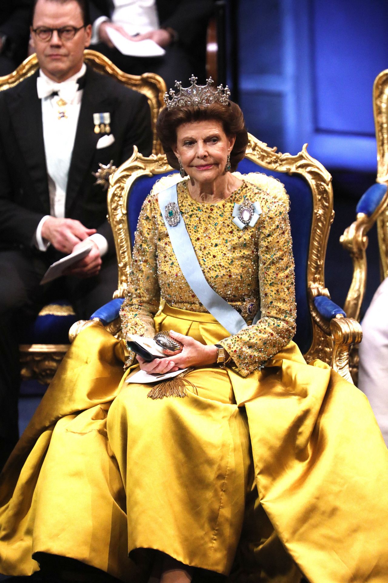La reine Silvia de Suède lors de la cérémonie du prix Nobel.