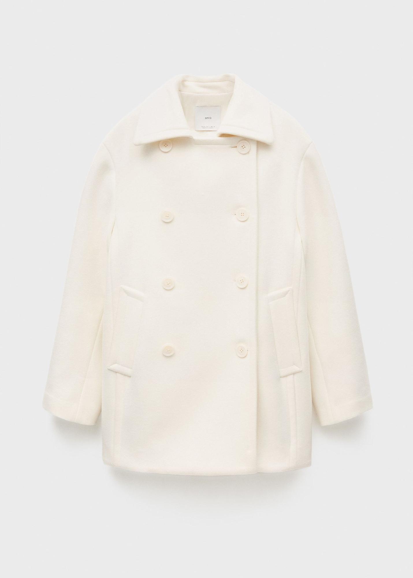 Manteau court en laine vierge blanche