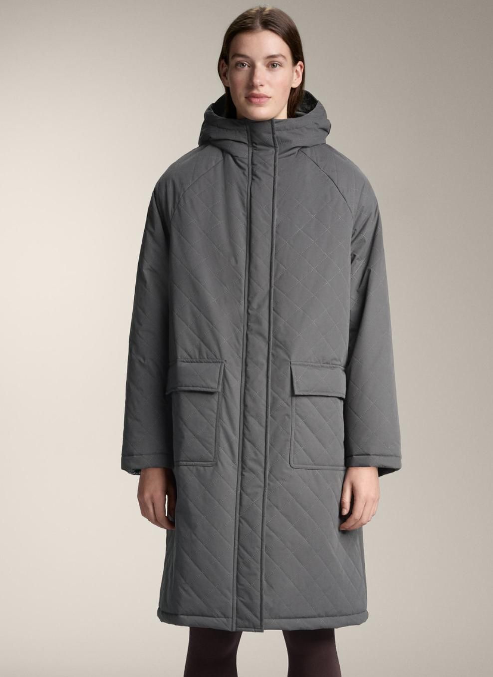 Doudoune longue grise