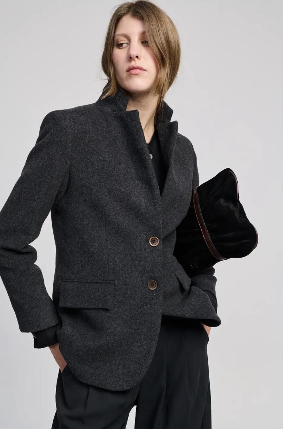 Blazer en laine gris foncé