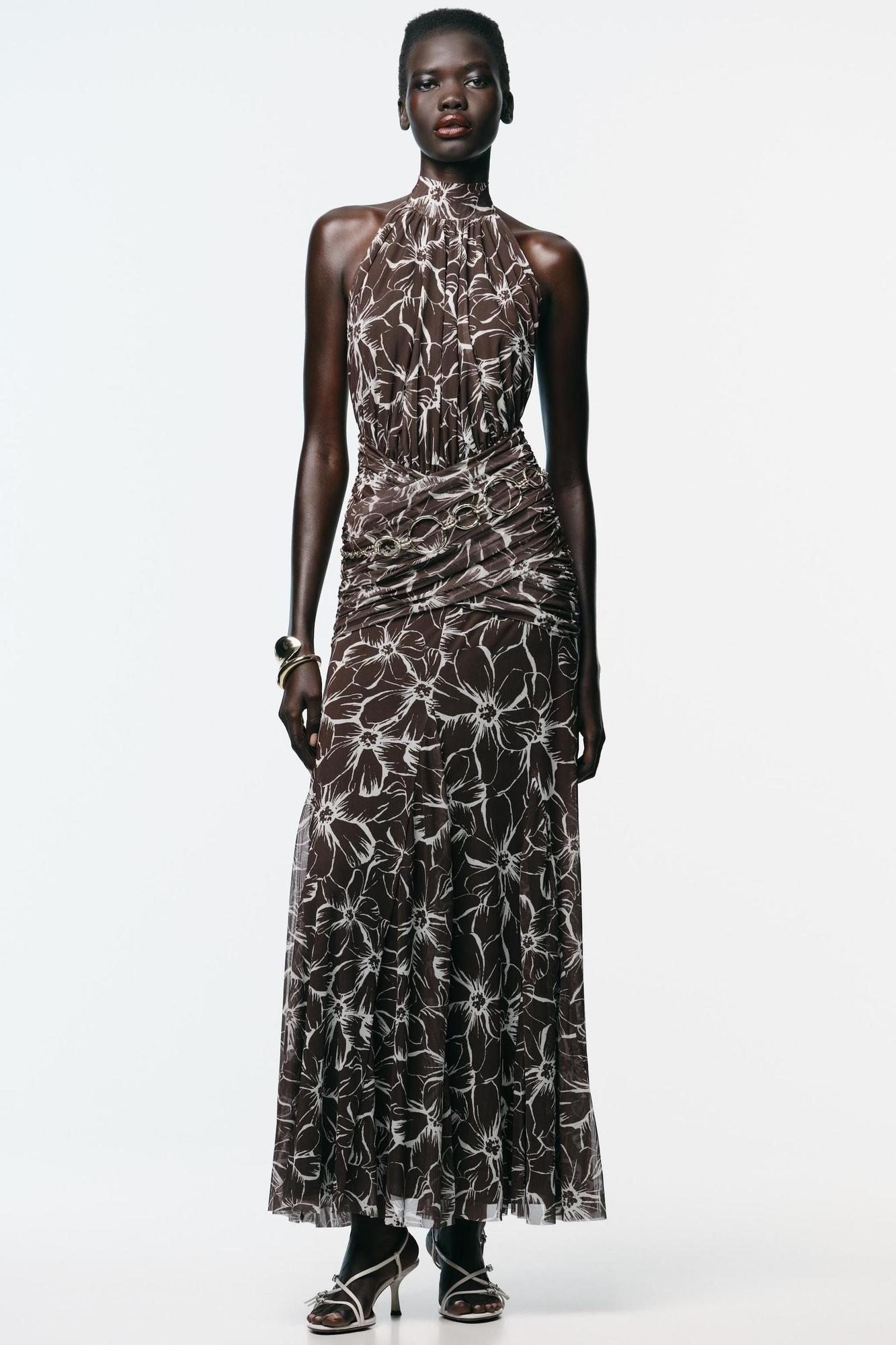 Robe imprimée marron