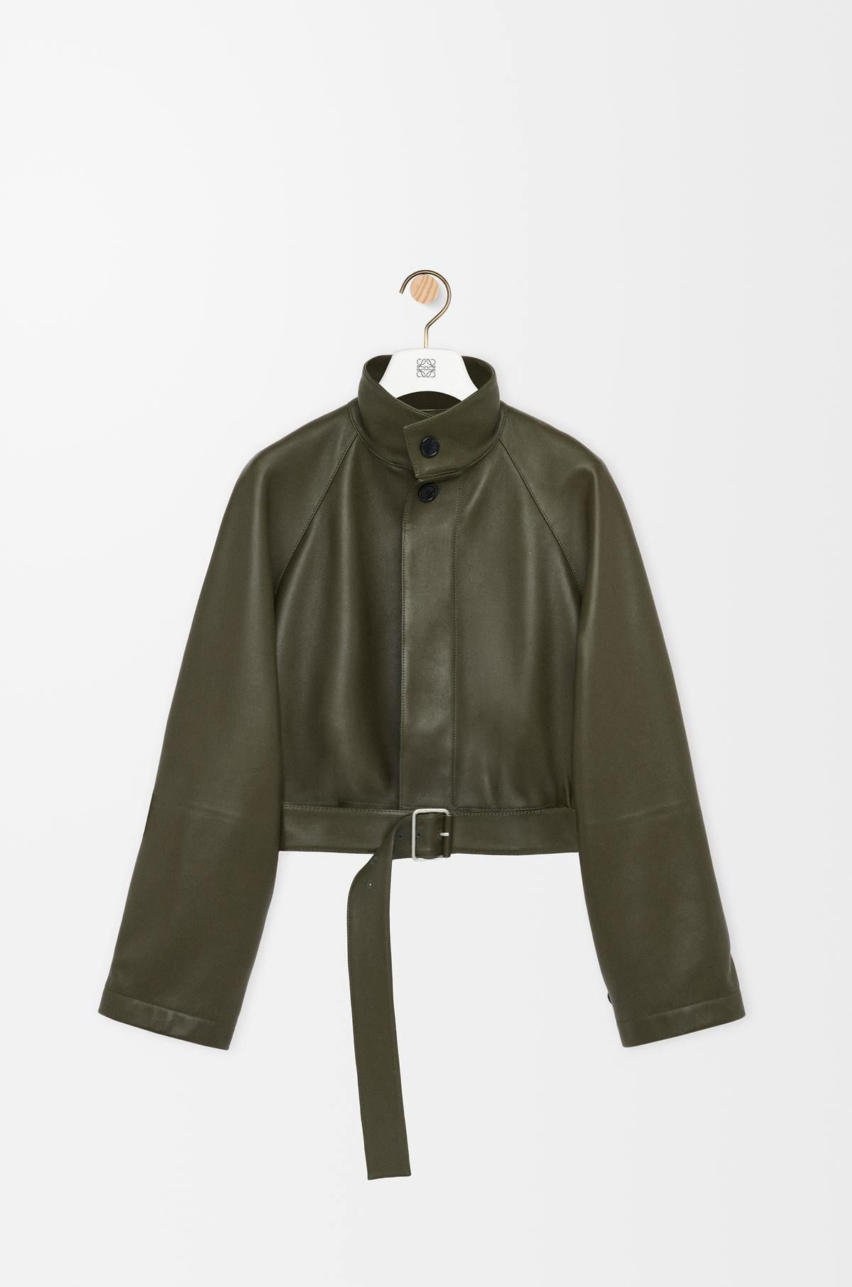 Trench court en cuir nappa d'agneau