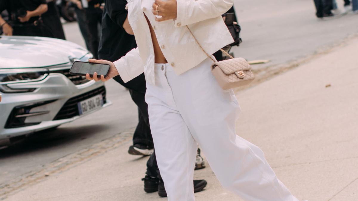 Vaqueros blancos anchos mujer