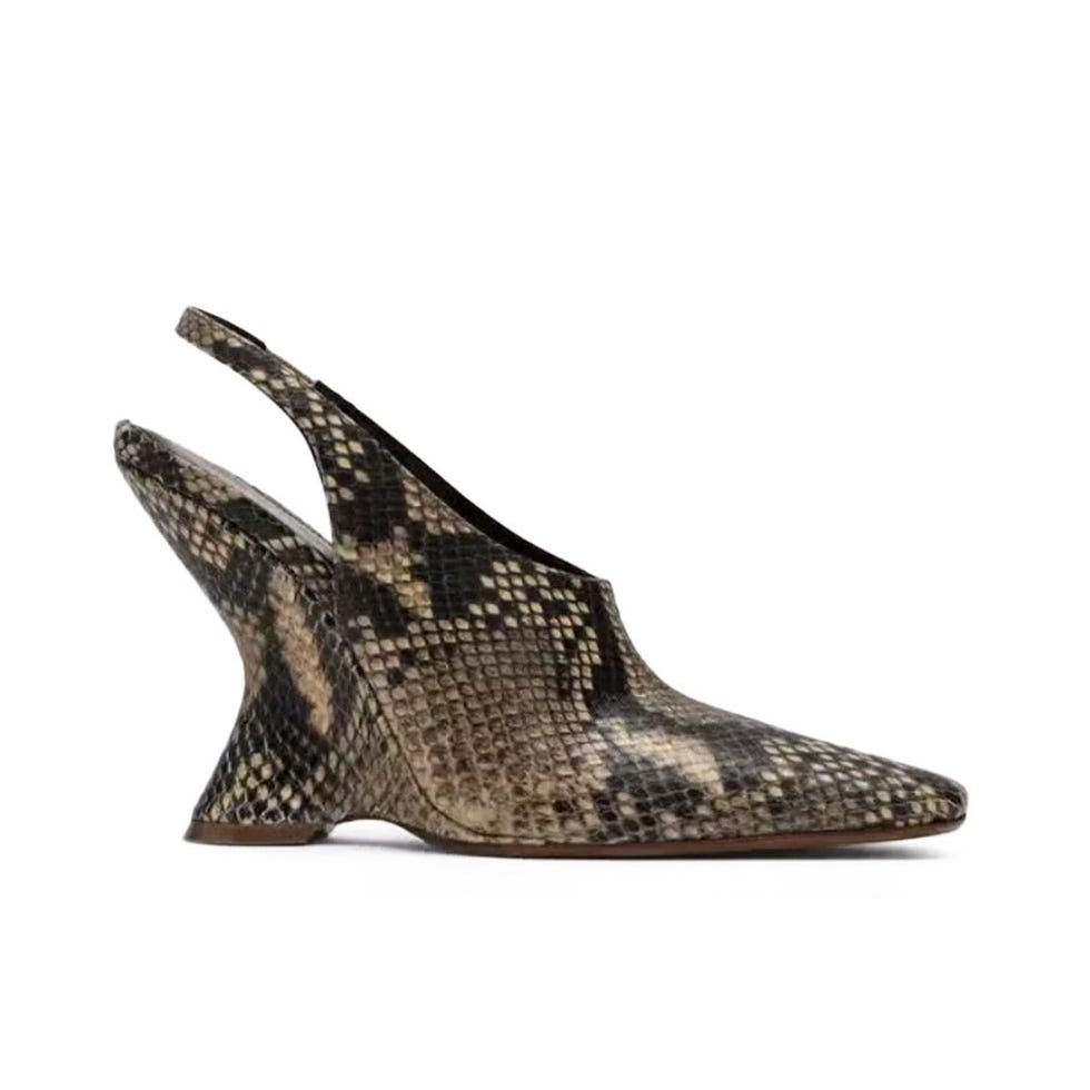 Compensées en cuir effet serpent