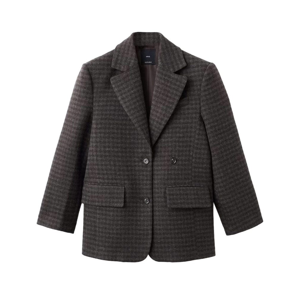 Blazer en laine micro pied-de-poule