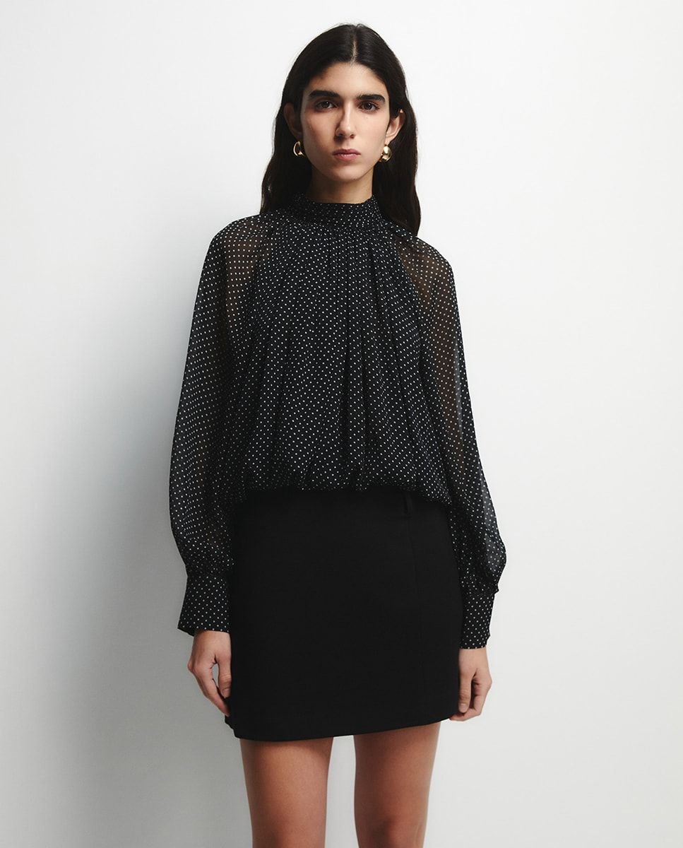Blouse fluide imprimée à pois