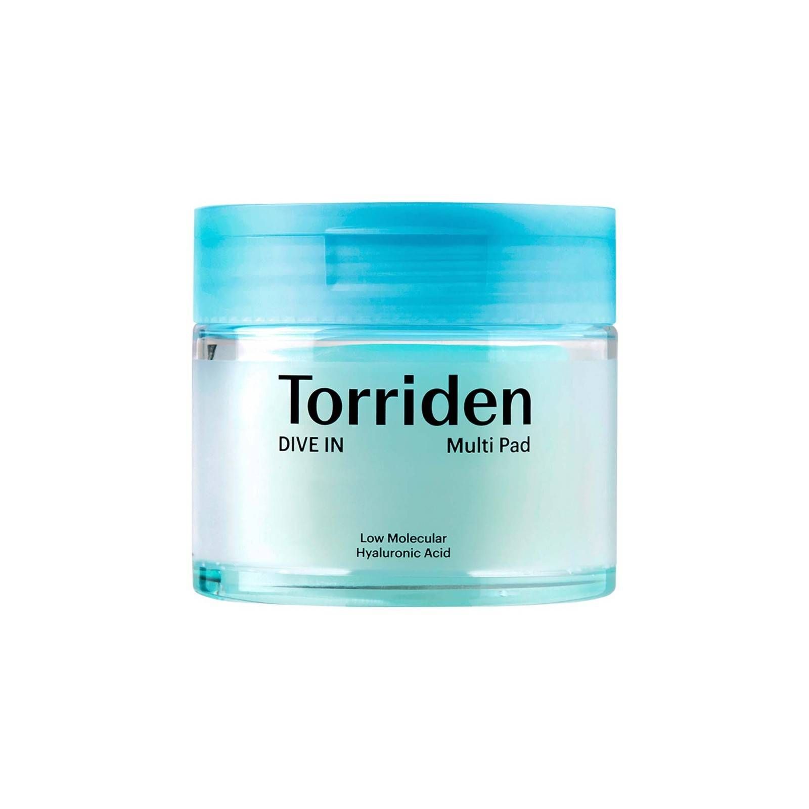 Multi Pad à l'acide hyaluronique DIVE-IN de Torriden. Coussinets multifonctionnels qui hydratent, exfolient et apaisent la peau, la laissant douce, souple et éclatante.