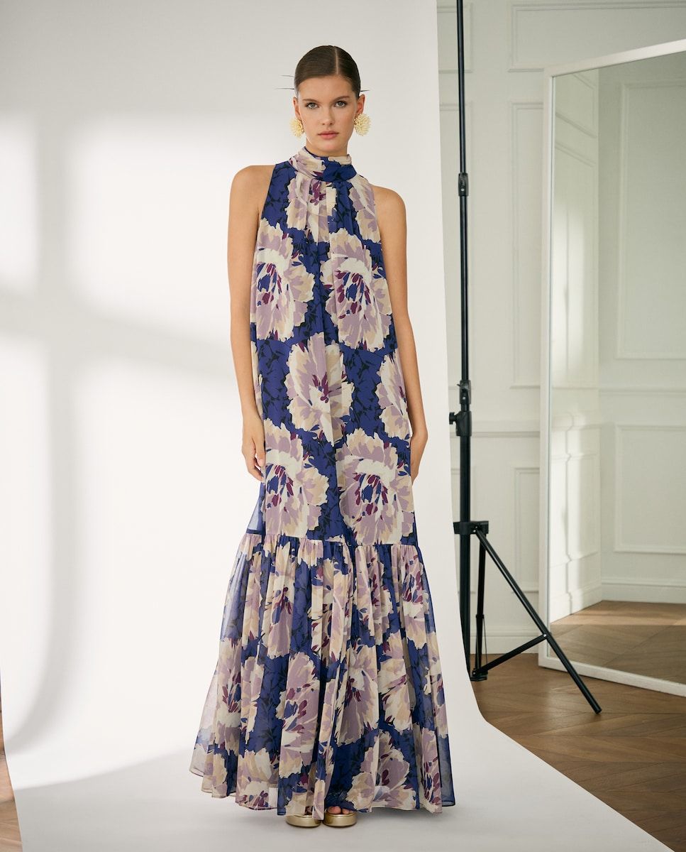 Robe d'invité dos nu fleurie