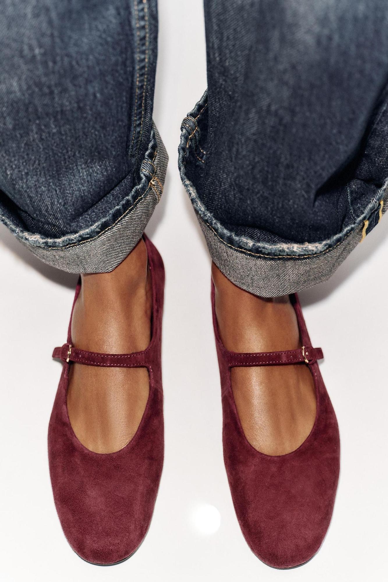 Ballerines en daim bordeaux