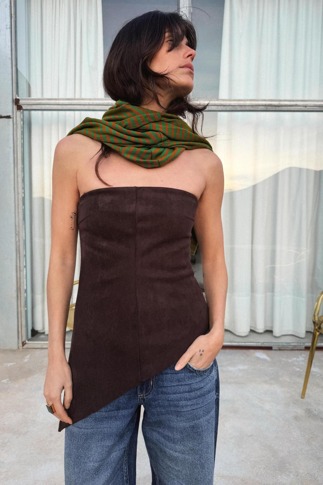 Haut en daim marron