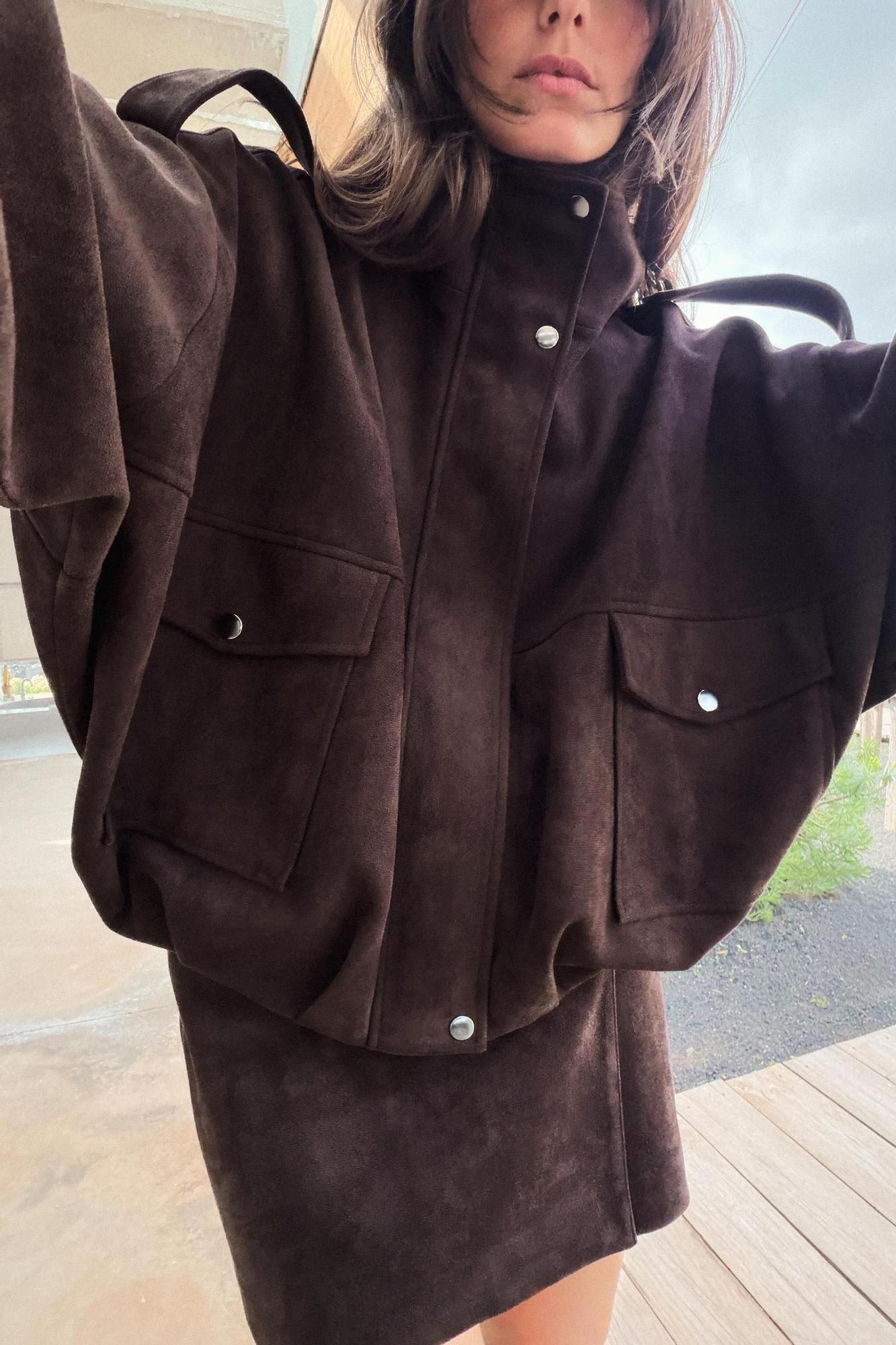 Veste en daim marron