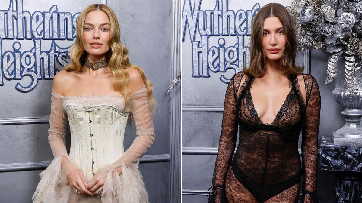 Los looks de Margot Robbie y Hailey Bieber antes del estreno de