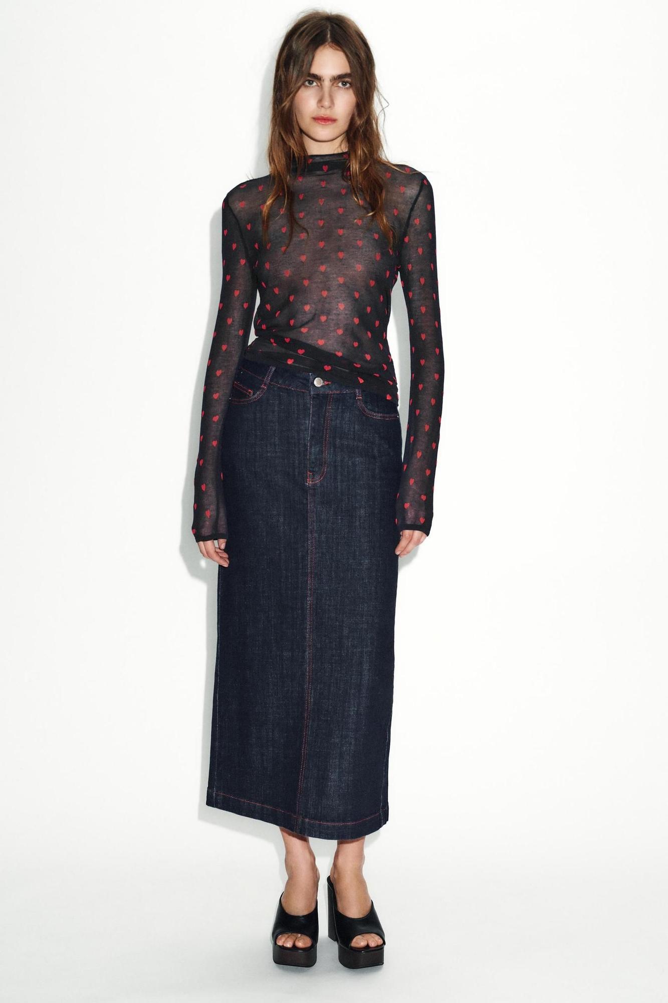 Ensemble haut coeur et jupe en jean