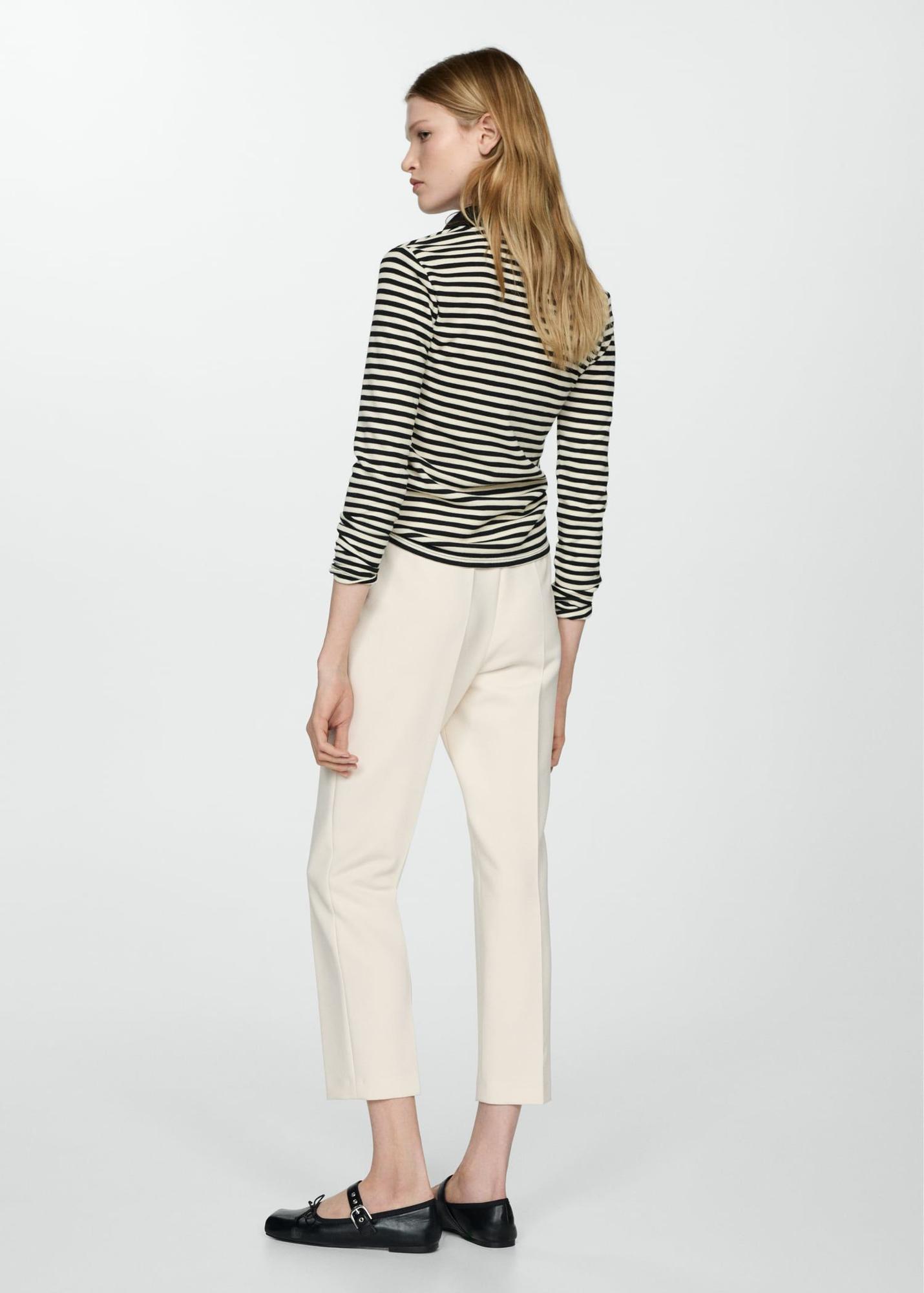 Pantalon plissé taille haute blanc