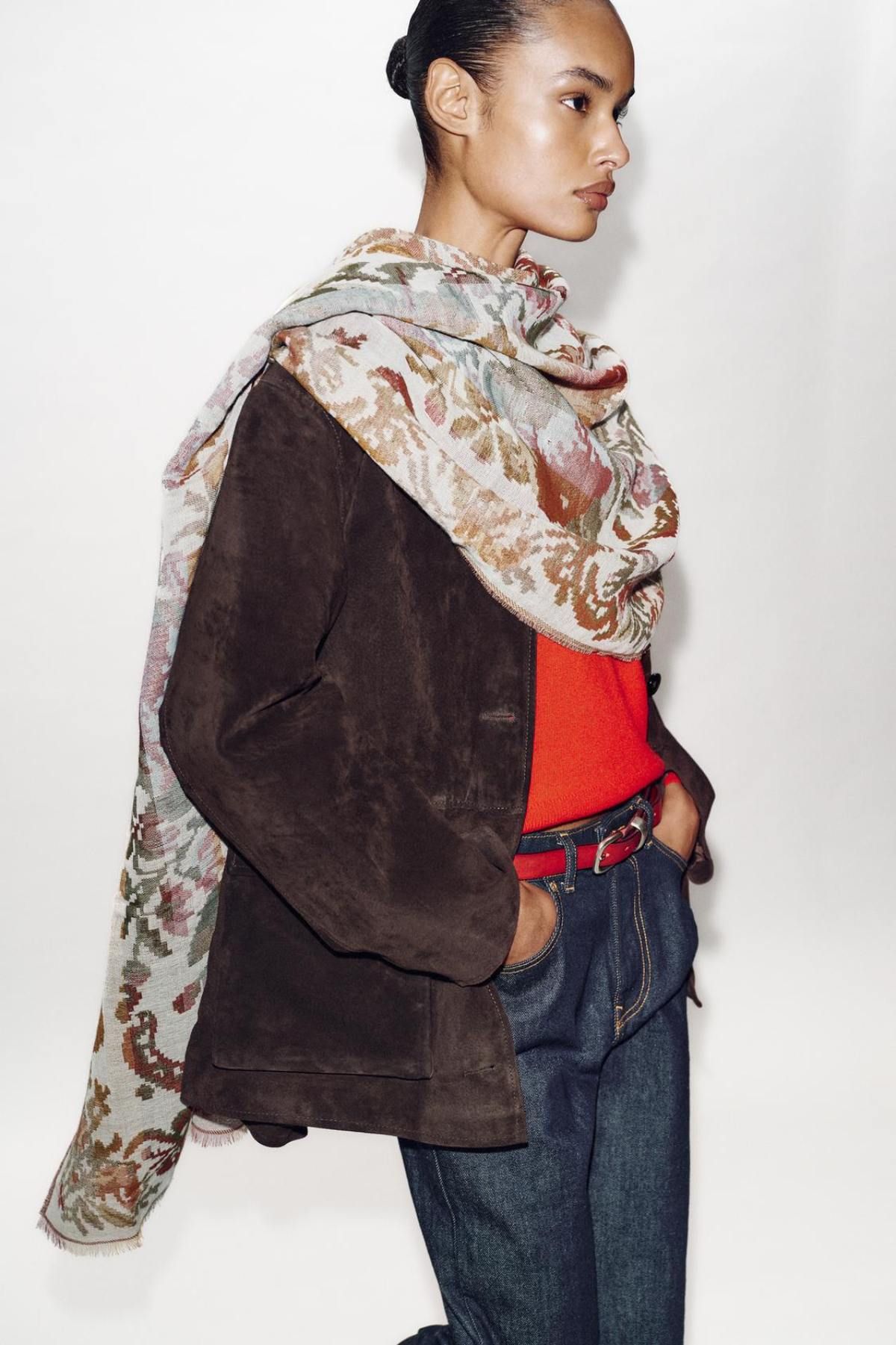 Écharpe jacquard à imprimé floral