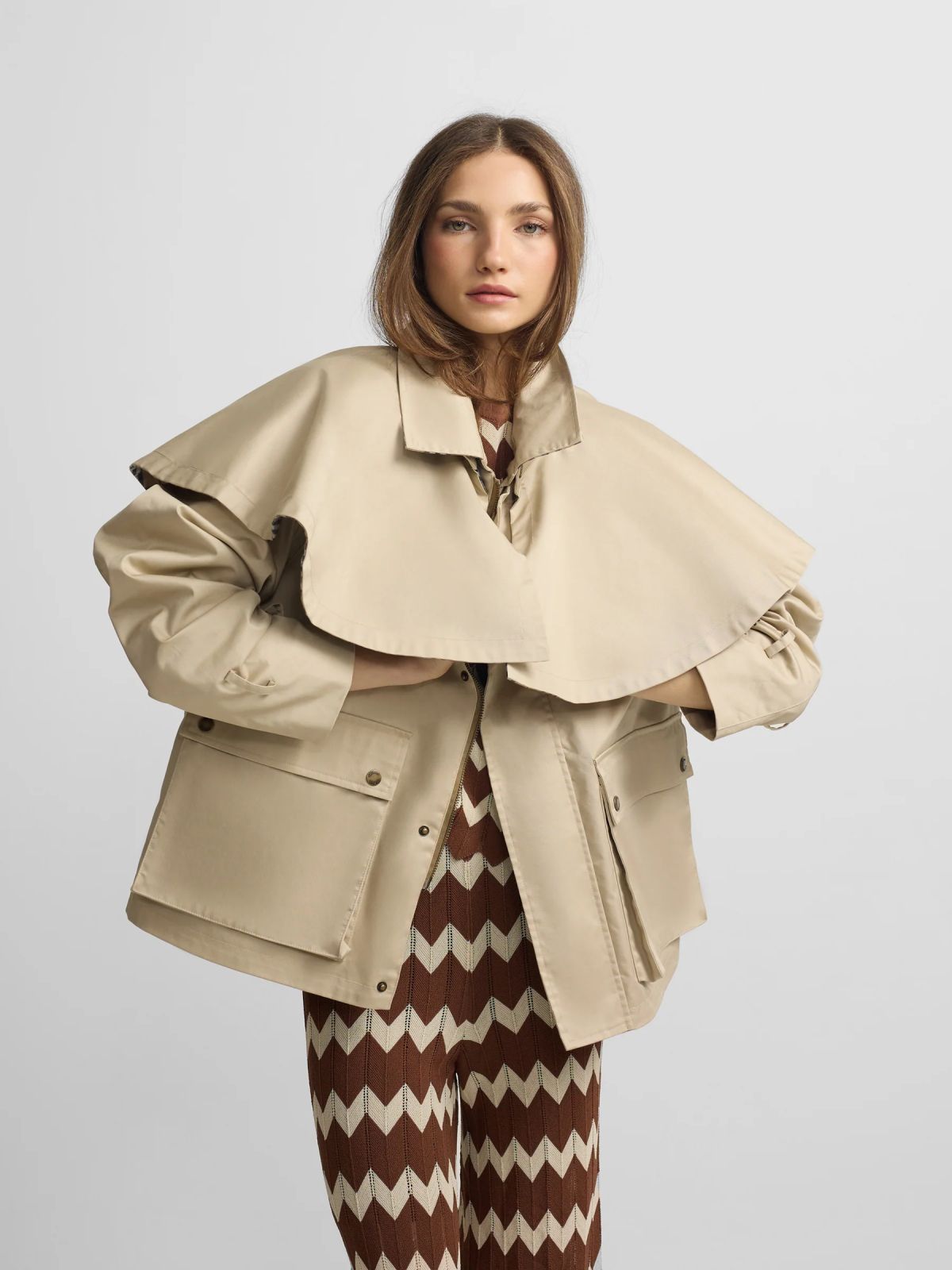 Trench-coat cape silbon