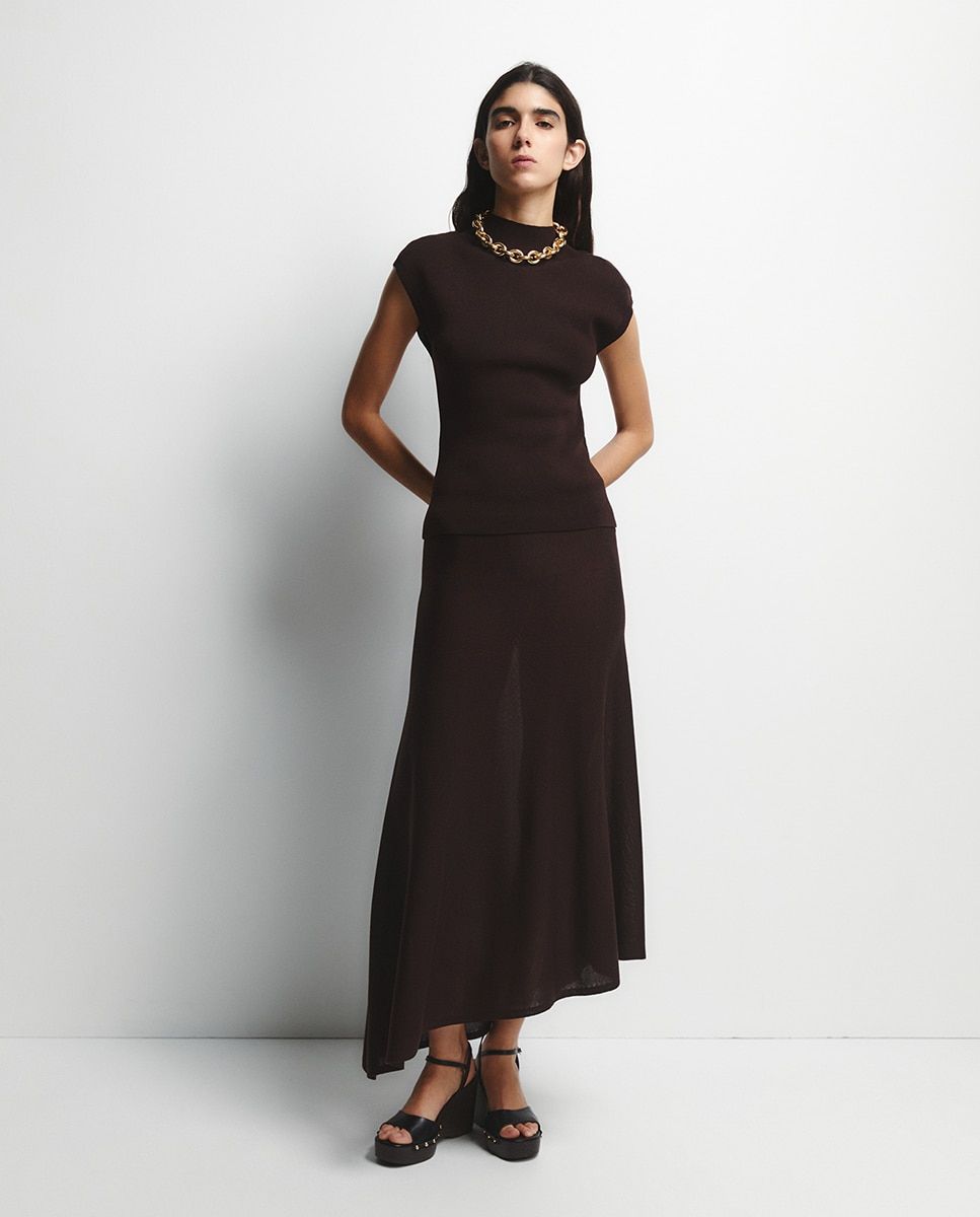 Ensemble haut midi asymétrique et jupe