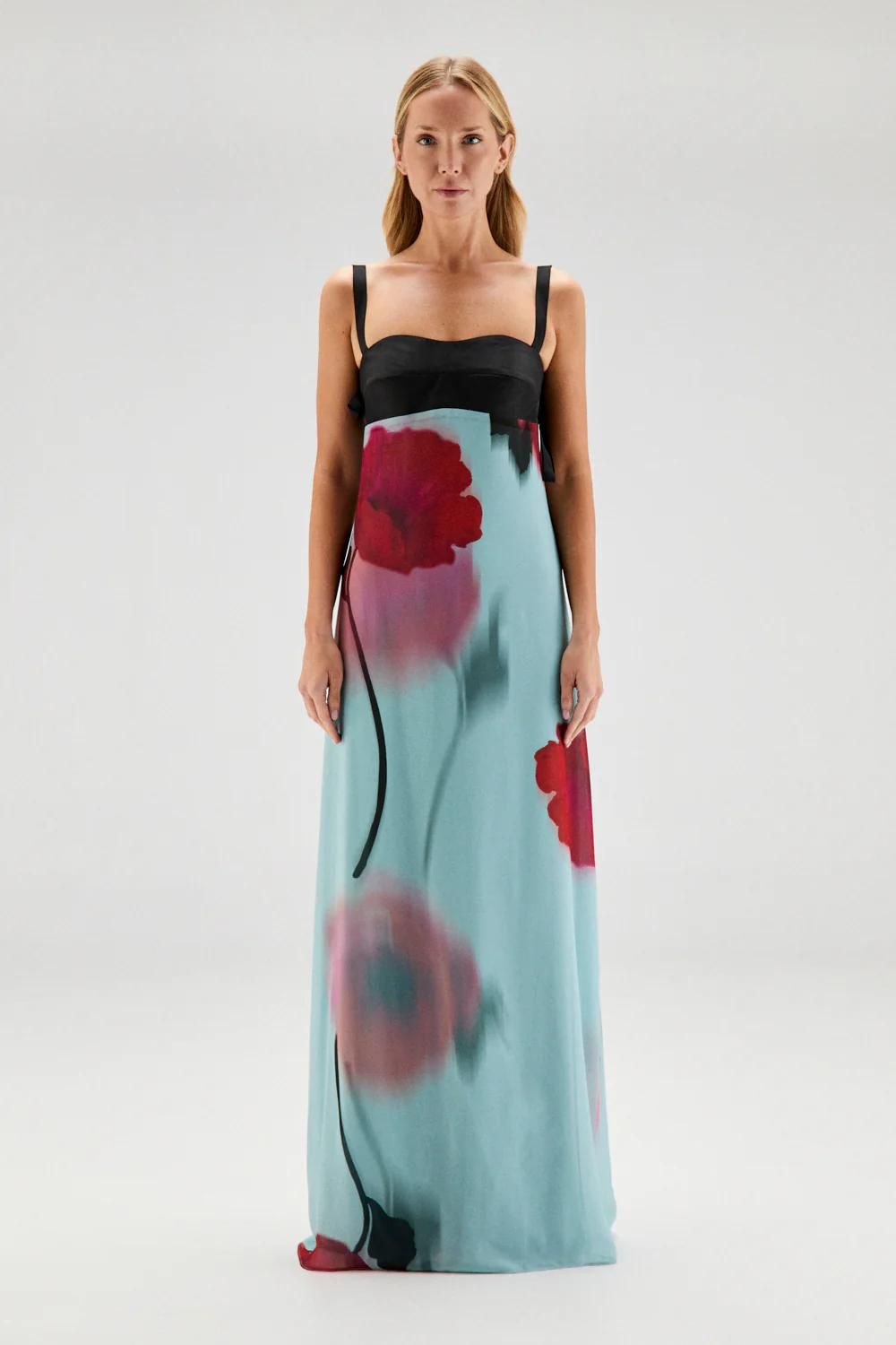 Robe longue imprimée fleurs