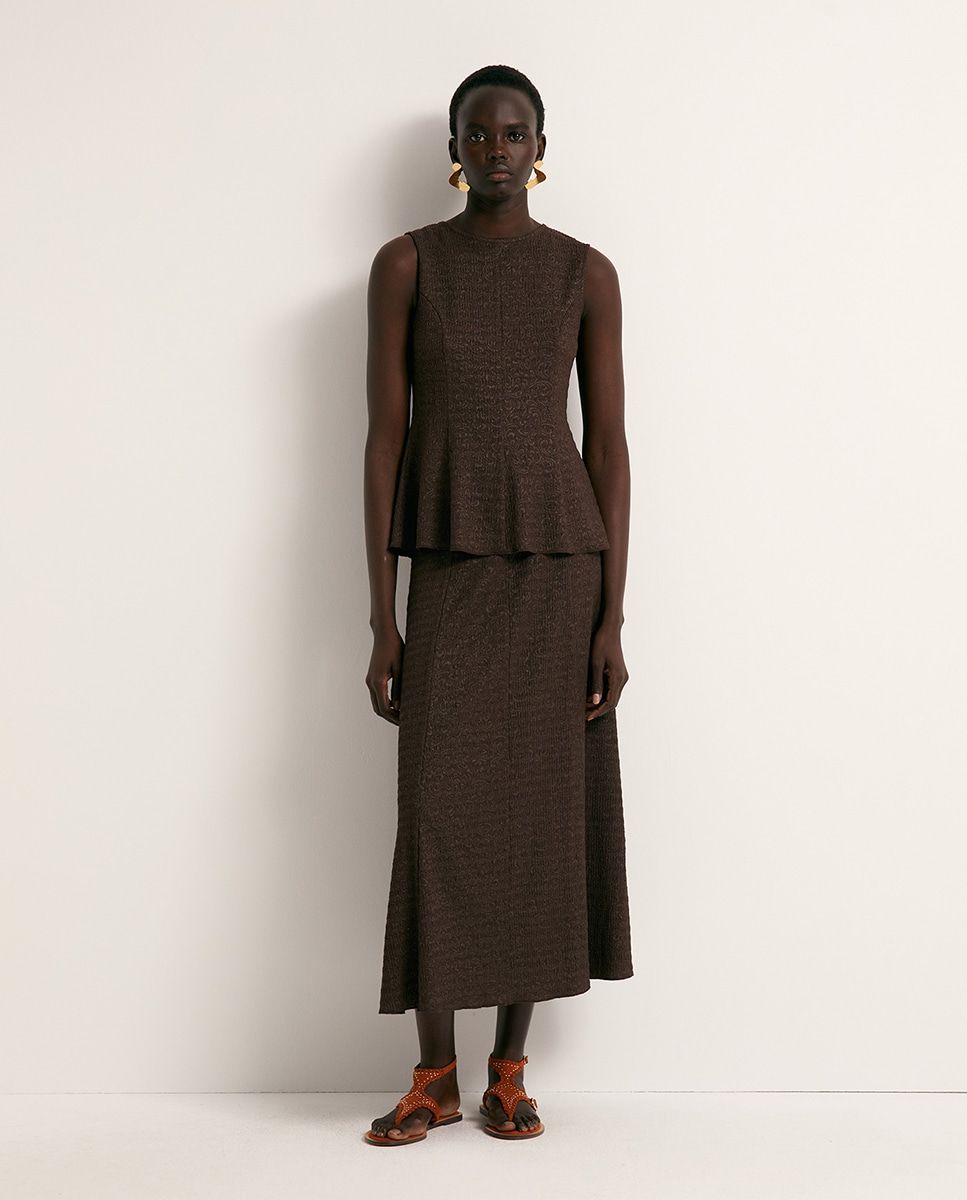 Ensemble haut midi et jupe marron