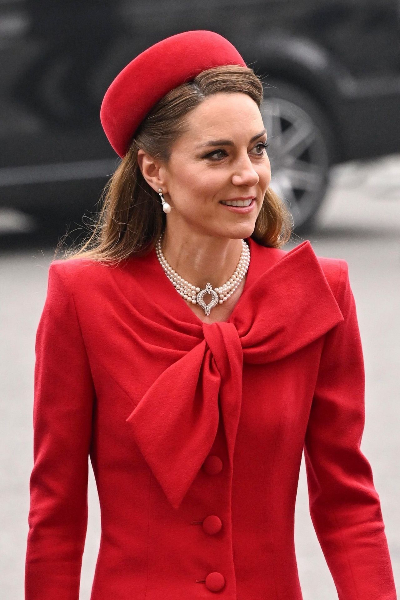 Le look de Kate Middleton avec un collier de perles lors de la Journée du Commonwealth 2025