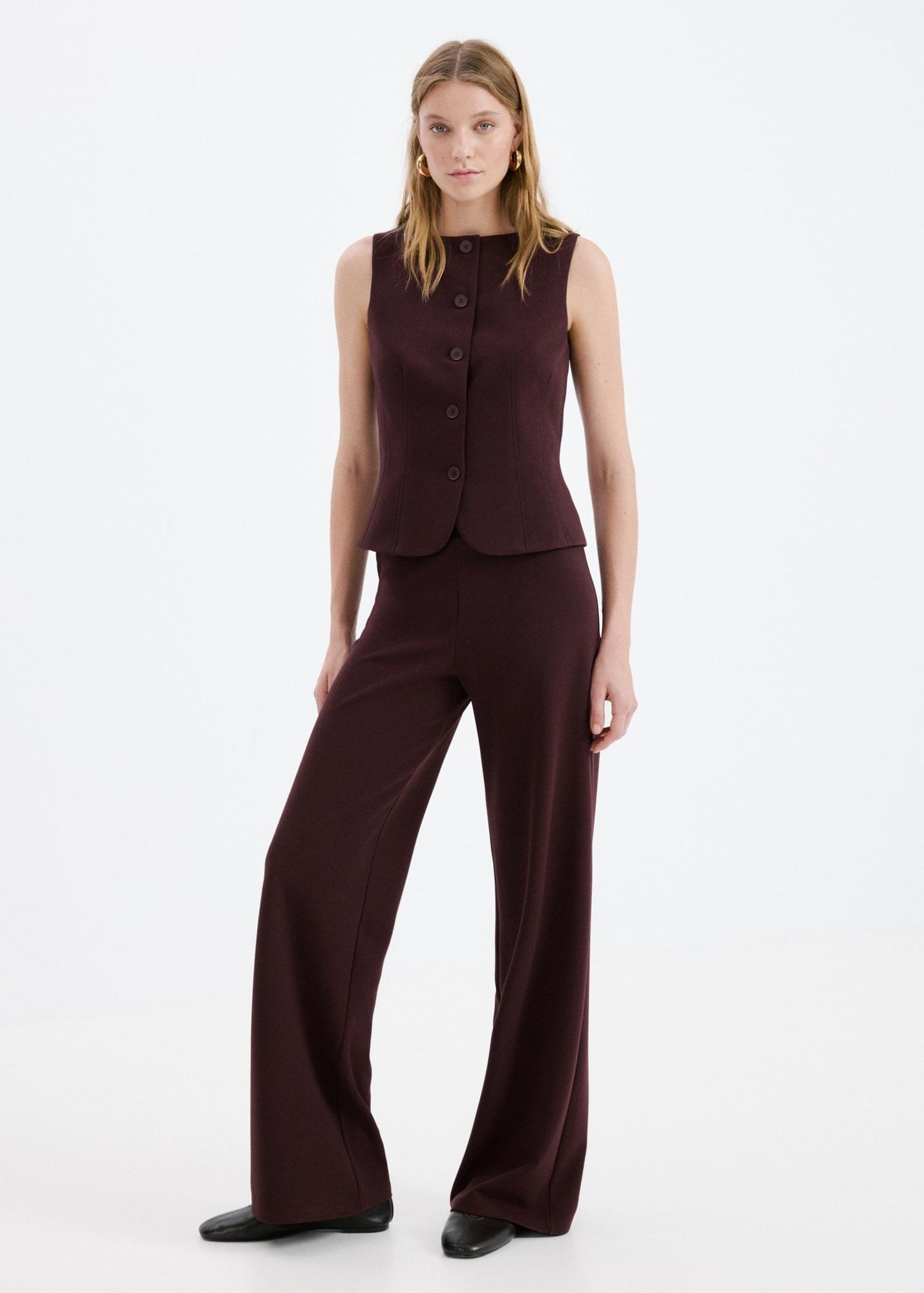 Ensemble gilet et pantalon bordeaux
