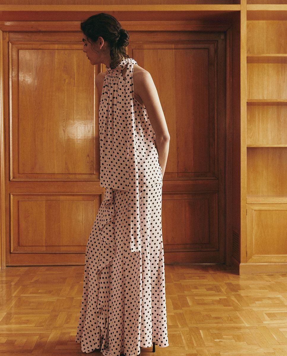 Blouse dos nu à pois