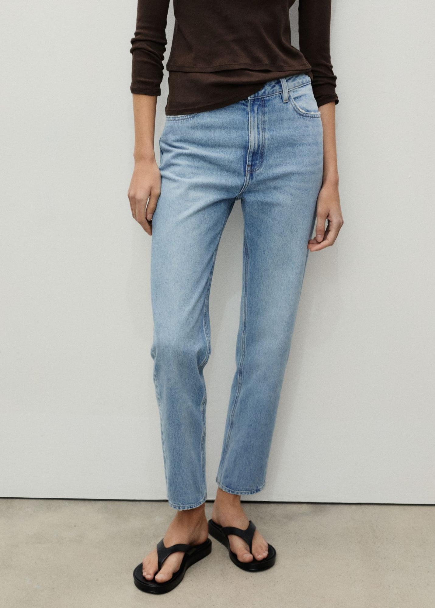 Jean mom taille haute en denim bleu